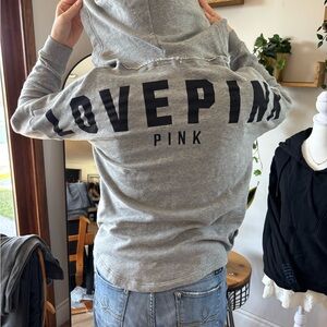 Victoria's Secret Gray Hoodie with Black Lettering